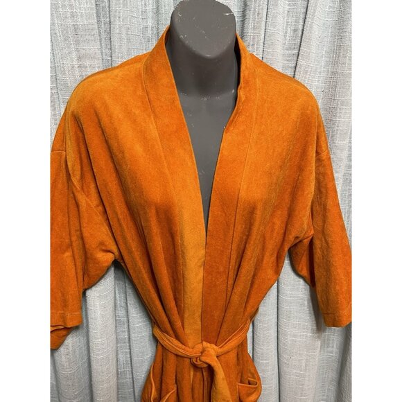 Vintage CABOT FINE MENSWEAR Orange Robe Housecoat Smoking Jacket - Picture 2 of 6